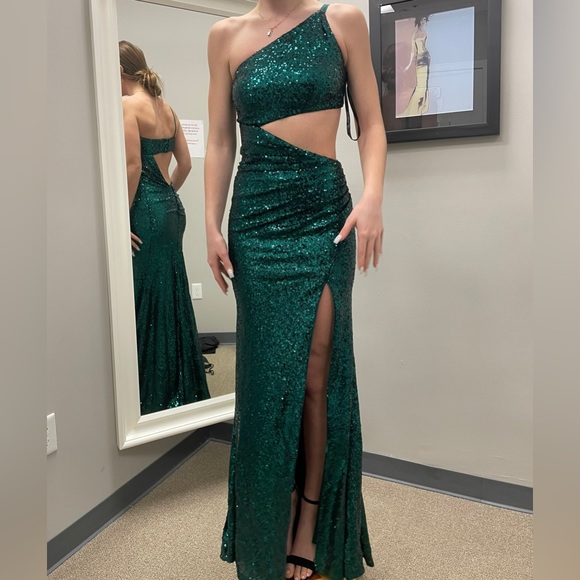 sherri hill green sequin dress Sherri Hill 55521 - Sequin Lace A-Line Prom Dress 00 / Periwinkle main image 1